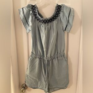 Love Tree light-colored denim shorts romper, size M